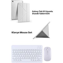 MSP Galaxy Tab S11 11INÇ 2025 ile Uyumlu Kılıf Kalem Bluetooth Klavye ve Mouse Set, Standlı X736 X730 (Gri)