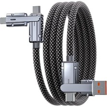 MSP In 1 Şarj Kablosu Type-C To Type-C USB Lightning Uçlu Örgü 120W Şarj Kablosu Metal Uçlu