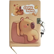 aklow akyoleticaret Capybara Hatıra Defteri (Günlük) Kilitli Defter 80 Yaprak - Miskin