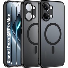 MSP Eye - Poco X8 Pro Max ile Uyumlu Kılıf Mat Magsafe ile Uyumlu Renkli Kenarlı Kamera Korumalı + Ekran Koruyucu Cam Set