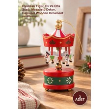 Yenilig 3 Adet Ahşap Dekoratif Atlı Karınca – Oyuncak Figür, Ev ve Ofis Süsü, Masaüstü Dekor, Carousel Wooden Ornament