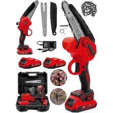 MSP Alman 198 Vf 10 Ah 25 cm Bakır Sargılı Akülü Dal Kesme Budama Testere Bıçkı Makinesi Kırmızı