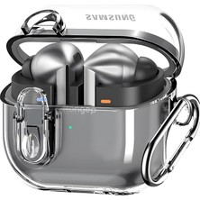 MSP Samsung Galaxy Buds 3 Pro/buds 3/buds 3 Fe Için Güvenlik Kilit Tasarımlı Şeffaf Kulaklık Kılıfı Darbeye Çizilmeye ve Sararmaya Karşı Dayanıklı Taşıma Askılı Tpu Silikon Koruyucu (Şeffaf-Siyah)
