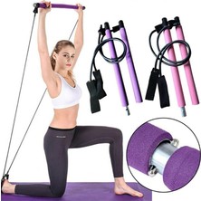 MSP Pilates Çubuğu Direnç Bandı ile Yoga Egzersiz Seti, Tek Ebat, Arbkckk, Mor