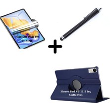 MSP Honor Pad V9 11.5 Inç ile Uyumlu Kılıf Dönen Tablet Kilifi Ekran Koruyucu+Kalem Lacivert