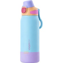MSP 700ML Düz Renkli Pipetli/pipetsiz Kullanım Kulplu Kaymaz Tabanlı Paslanmaz Çelik Termos - Mavi