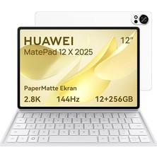 MSP Matepad 12 x 2025 Yeni Tablet Kalemsiz, 2.8k, 144 Hz, 1000 Nit, 12 Inç Ultra Net Papermatte Ekran, 12+256 Gb, 10.100 Mah Pil, 66 W Supercharge, Wifi 7, Huaweı Notes, Ultra Hafif Klavye, Beyaz
