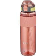 MSP 800ML Pipetli Taşıma Kulplu Silikon Gövde Ölçü Skalalı Tritan Su Matarası (Pembe)