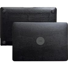 MSP MacBook Air 13 Kılıfı A2337 M1 A2179 A1932 Uyumlu Premium Timsah Desenli Deri Dokulu Hard Case Sert Koruyucu Kapak Ince Hafif Çizilme Darbe Koruma Siyah