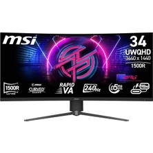 MSP 34" Mpg 346CQRF X24, Gaming Monitör, Uwqhd, 21:9 Curve 1500R, Rapid Va, 240Hz, 0.5ms (Min.), Adaptive-Sync