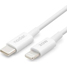 MSP 20W Usb-C To Lightning Hızlı Şarj Kablosu 1 Metre Pd Veri Kablosu iPhone 14, 13, 12, 11, Pro, Max, iPad Uyumlu Sağlam ve Dayanıklı Tpu Yalıtım Yüksek Hızlı Veri Transferi Beyaz ND1151