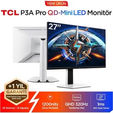 MSP 27P3A Pro Gaming Monitörü 27" 1ms 320Hz Qhd 2k Qd-Mini LED Fps Oyuncu Monitörü (Hdmı+Dp, 1196 Bölge Lokal Karartma, Xdr 1200 Nits, Freesync Premium Pro & G-Sync Compatible) (Tcl Türkiye Garantili)