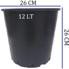 MSP Saksısı 1 Adet 26X26 cm 12 Lt Plastik Saksı Siyah Üretim Saksı Bitki Saksısı