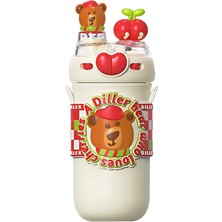 MSP Diller 520ML Sevimli Hayvanlar Süslü Pipetli/pipetsiz Boyun Askılı Paslanmaz Çelik Termos (Diller Bear)