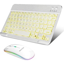 MSP Tablet Telefonlar Için Rgb Işıklı Şarjlı Bluetooth Klavye + Mouse AL4884 (Siyah)
