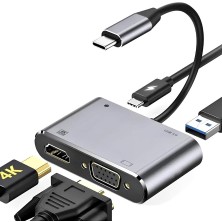 MSP CF02 Macbook Uyumlu Type-C™ To 4K Ultra Hd 1080P Hdmı/vga/pd Şarj/usb 3.0 4ın1 Çevirici Hub Adaptör