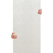 MSP 3D Kendinden Yapışkanlı Duvar Kağıdı Yeni Nesil Akustik Keçe Panel Dalgalı Desen 52X98 cm (Beyaz, 2 Adet 1 M²)