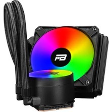aklow akyoleticaret 120 mm Fanlı, LGA1700-AM4-AM5 Uyumlu Siyah Sıvı Soğutma Sistemi