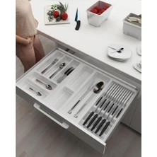 aklow akyoleticaret Çekmece Içi Kaşıklık ve Bıçaklık Düzenleyici Beyaz, 74X48 Yandan ve Boydan 4 cm Kesilebilir
