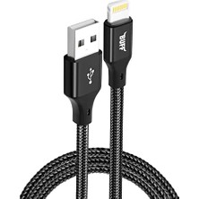 aklow akyoleticaret BL71 USB To Lightning 2.4A 1.2m Örgülü Data ve Şarj Kablosu Siyah