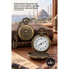 Yenilig 4 Adet Köstekli Saat – Sultanahmet Tasarımlı Cep Saati, Pocket Watch, Vintage Görünümlü, Dekoratif Saat