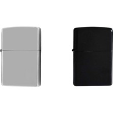 MSP ve Gümüş Renk Benzinli Zippo Metal Çakmak (2)