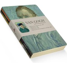 aklow akyoleticaret A6 Van Gogh Self-Portrait Serisi Iı 4'lü Çizgisiz Defter Seti V, 192 Sayfa, 48 Sayfa x 4, Tel Dikişli, Esnek Kapaklı, 60 Gram, Sarı Krem, Çok Renkli
