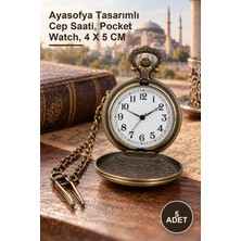 Yenilig 5 Adet Köstekli Saat – Ayasofya Tasarımlı Cep Saati, Pocket Watch, 4 x 5 cm