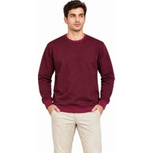 Aisha Elbise Erkek Bisiklet Yaka Içi Şardonlu 2 Iplik Düz Uzun Kollu Regular Fit Sweatshirt -Bordo