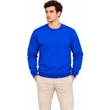 Moda Loris Erkek 3lü Bisiklet Yaka Içi Şardonlu 2 Iplik Düz Uzun Kollu Regular Fit Sweatshirt -Mavi - Gri - Siyah