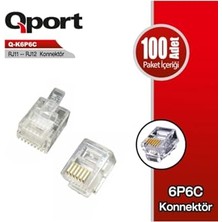 aklow akyoleticaret Q-K6P6C RJ11-RJ12 Telefon Soketi, 100'LÜ Paket