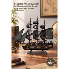 Yenilig 1 Adet Ahşap Korsan Gemisi – Dekoratif Ahşap Oyuncak ve Masaüstü Süs, Pirate Ship Wooden Model