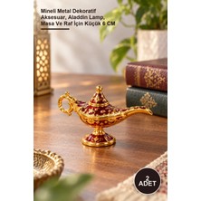 Yenilig 2 Adet Mineli Metal Alaaddin Lambası – Mineli Metal Dekoratif Aksesuar, Aladdin Lamp, Masa ve Raf Için Küçük 6 cm
