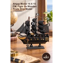 Yenilig 3 Adet Ahşap Korsan Gemisi – Ahşap Model 15 x 15 Cm, Figür ve Wooden Pirate Ship Model