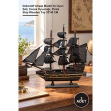 Yenilig 3 Adet Ahşap Korsan Gemisi – Dekoratif Ahşap Model ve Oyun Seti, Çocuk Oyuncağı, Pirate Ship Wooden Toy 35*40 cm