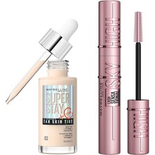 aklow akyoleticaret New York Lash Sensational Sky High Maskara & Super Stay Skin Tint Fondöten - 03 Makyaj Seti