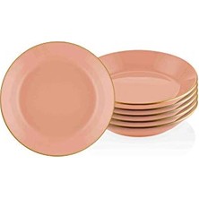 aklow akyoleticaret Basic Yemek Tabağı 6'lı Set Somon Pembe 20 cm
