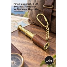 Yenilig 2 Adet Pirinç Dürbün Anahtarlık – Pirinç Malzemeli, 9 cm Boyunda, Anahtarlık ve Binocular Keychain