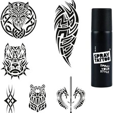 aklow akyoleticaret Tribal Serisi Spray Tattoo Geçici Dövme Yapma Seti Dark Siyah