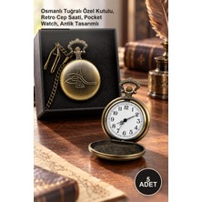Yenilig 5 Adet Köstekli Saat – Osmanlı Tuğralı Özel Kutulu, Retro Cep Saati, Pocket Watch, Antik Tasarımlı