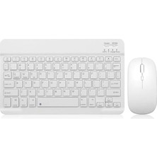 aklow akyoleticaret Tüm Cihazlara Uyumlu Kablosuz Bluetooth Klavye ve Mouse Seti, Tablet ve Telefonlarla Uyumlu, iPad Samsung Galaxy Honor Redmi Lenovo, Beyaz
