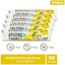 aklow akyoleticaret Limon Kokulu Büzgülü Çöp Poşeti, Orta Boy, 5 Rulo