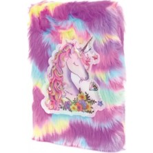 aklow akyoleticaret Çiçekli Unicorn Tasarımlı Peluş Hatıra Defteri