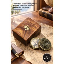 Yenilig 5 Adet Ahşap Kutulu Pirinç Pusula – Compass, Kutulu Navigasyon Aleti ve Dekoratif Seyahat Aksesuarı 10X6 cm