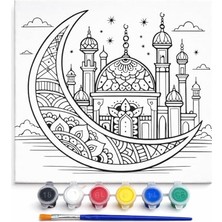 aklow akyoleticaret Ramazan Desenli Tuval Etkinlik Boyama Süsü 20-20 cm
