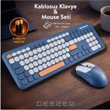 Mey İthalat Soft Touch Kablosuz Klavye Mouse Set Mavi SMK-687