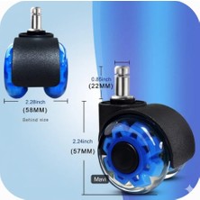 aklow akyoleticaret Premium Ultra Ofis Koltuğu Tekerleği, Çap 50 Mm, 5 Adet-Blue Shine