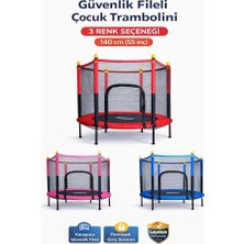 aklow akyoleticaret Güvenlik Korumalı Fileli 140 cm Özel Fermuar Güven Konforlu Çocuk Trampolini 55 Inç Trambolin Kırmızı Tek Ebat