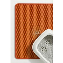 Mey İthalat Cleanpaw Premium Kedi Tuvalet Önü Paspası, Çift Katmanlı Kedi Kumu Toplayıcı, Geniş Delikli, Kolay Temizlenir (Turuncu, 50 x 75)