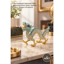 Yenilig 2 Adet Taşlı Dragon Figür – Taş Süslemeli Dekoratif Obje, Masaüstü Vitrin Süsü, Ejderha Figürü, Dragon Ornament